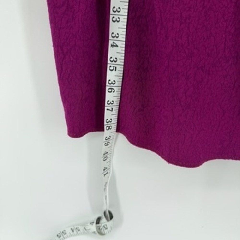 Adrianna Papell Beaded Neck Sheath Dress Fuschia Cap Sleeve Zipper Closure US 12 - Picture 9 of 9